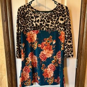 Floral and Leopard Top